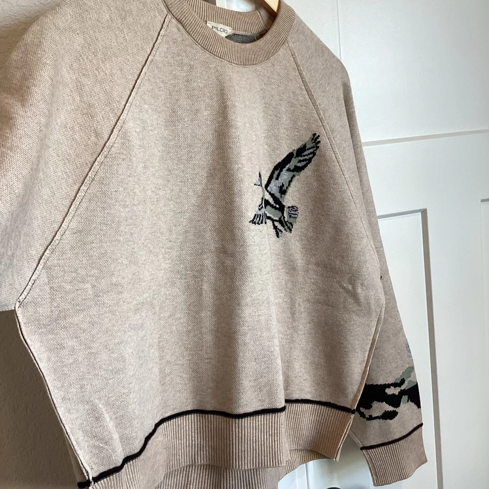 🦆Anthropologie Crewneck Sweater Pilcro Oaklyn Sweatshirt Duck NEW Small - Picture 14 of 14